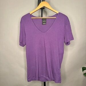 Men’s Purple V-Neck Short Sleeve T-Shirt Tee Top Size M